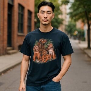Irish Red Setter Hunting Retriever Dog Family Pack Deadstock Throwback Tee
